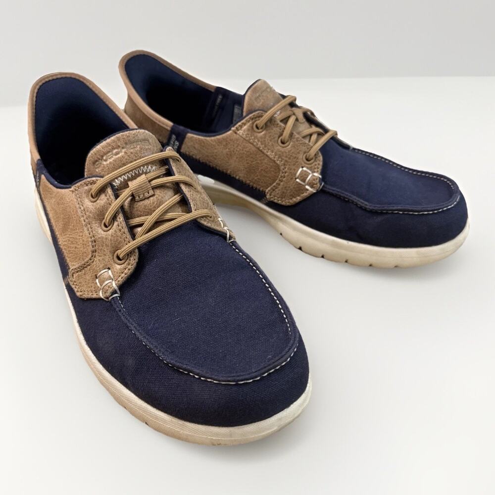 Skechers Hands Free Slip-ins On-the-GO Flex Palmilla Navy Boat Shoes Womens 9.5